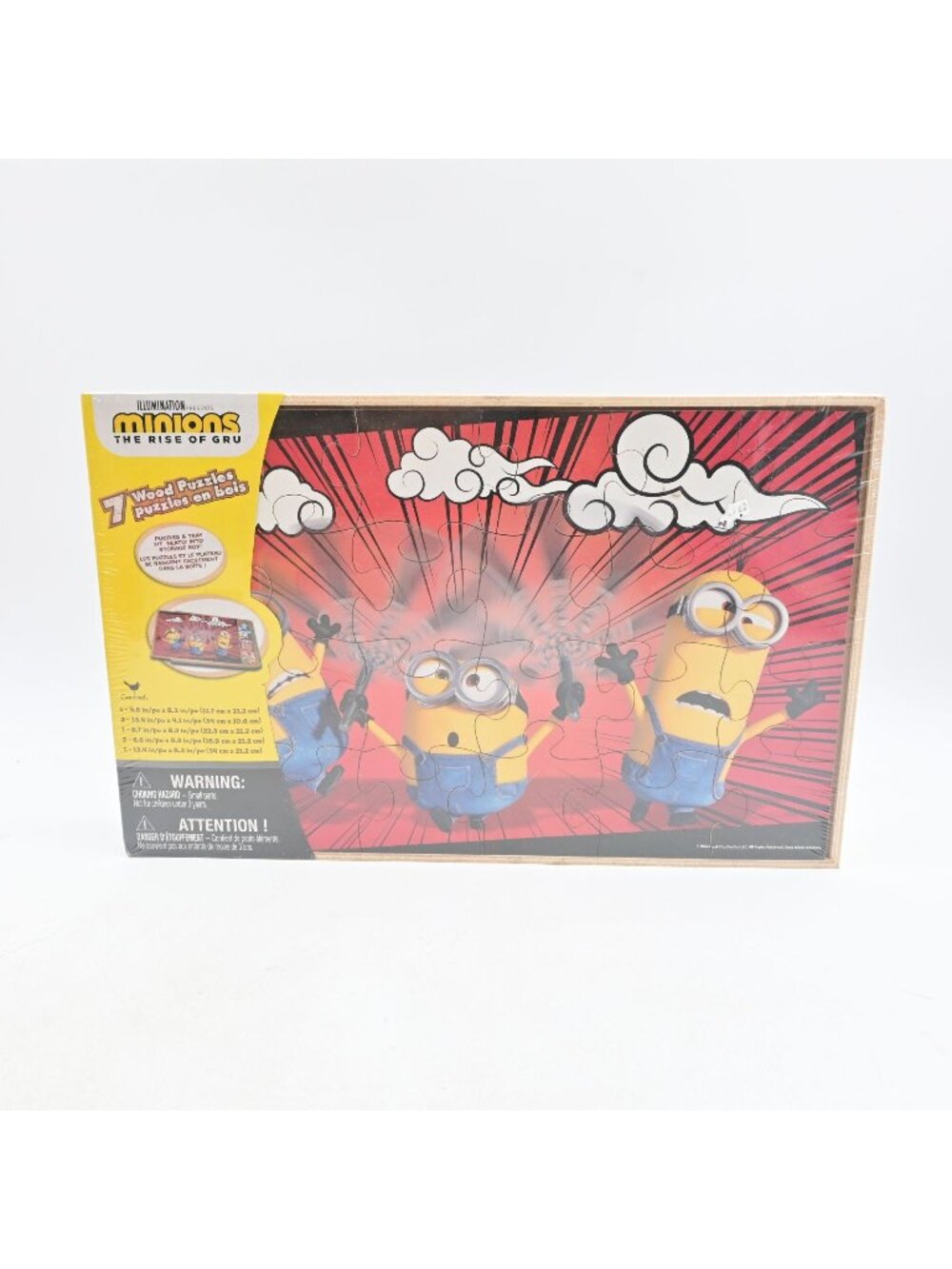 Minions The Rise Of Gru 7 Wood Puzzles Set With Tray Storage Box New Sealed